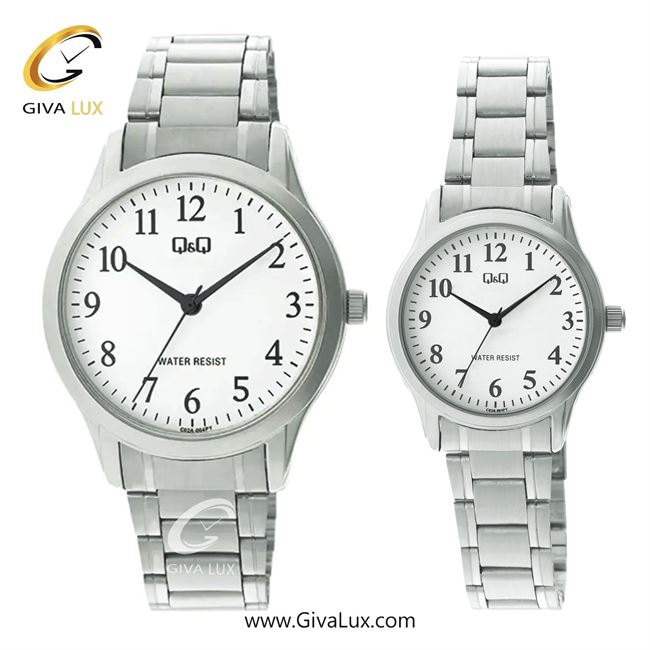 ساعت مچی اورجینال ست کیو اند کیو Q&Q نقره ای | نقره ای| سفید| کد رفرنس مردانه: C02A-004PY، زنانه: C03A-001PY